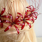 Red Sakura earrings with Swarovski crystals