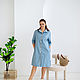 NATALINI Платье-рубашка из Итальянского хлопка, цвет  голубой с рыжим. Платья. NATALINI. Интернет-магазин Ярмарка Мастеров.  Фото №2