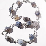 Работы для детей, handmade. Livemaster - original item Beads with gray-blue chalcedony 57 cm. Handmade.