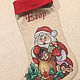 Новогодний носок-мешочек  "Санта -2". Подарочная упаковка. ot Natalis. Ярмарка Мастеров.  Фото №6