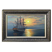 Картины и панно handmade. Livemaster - original item Sailboat near Naples/ 40h80 cm/ oil painting. Handmade.