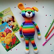 Куклы и игрушки handmade. Livemaster - original item Rainbow puppy dog knitted plush Soft toy Dog. Handmade.