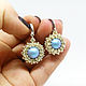 Серьги Iridescent Light Blue, серьги с жемчугом Сваровски. Серьги классические. Бисерная мастерская Ленивца. Ярмарка Мастеров.  Фото №6