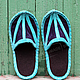Zapatillas de deporte de la mascotas de la gamuza con la plantilla de fieltro Turquesa azul oriente, Slippers, Moscow,  Фото №1