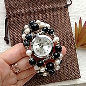 Украшения handmade. Livemaster - original item Wristwatch with agate and pearls. Gift on March 8. Handmade.