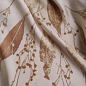 Шелковый платок Цветение, отпечатки соцветий, экопринт