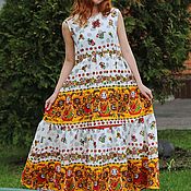 Русский стиль handmade. Livemaster - original item The dress is tiered at the floor 