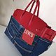 Заказать Сумка a'la Jane 40 джинсы и  кожа в стиле Birkin 40. Magic denim in art. Ярмарка Мастеров. . Классическая сумка Фото №3