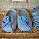 Slippers-flip-flops from felt 'Blue roses' without a back, Slippers, Liski,  Фото №1