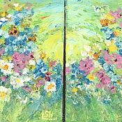 Картины и панно handmade. Livemaster - original item Painting diptych meadow flowers in the sun 