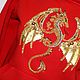 Red sweatshirt with embroidery gold dragon hoodie with dragon. Sweatshirts. Beaded jewelry by Mariya Klishina. My Livemaster. Фото №6
