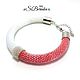 Bead crochet bracelet "Fiona" (coral-red+white), Braided bracelet, Divnogorsk,  Фото №1