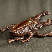 Украшения handmade. Livemaster - original item Copper brooch Beetle Deer Carnelian.. Handmade.