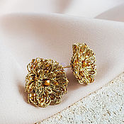 Украшения handmade. Livemaster - original item Stud Earrings Sunny Flower, Gold Stud Earrings. Handmade.