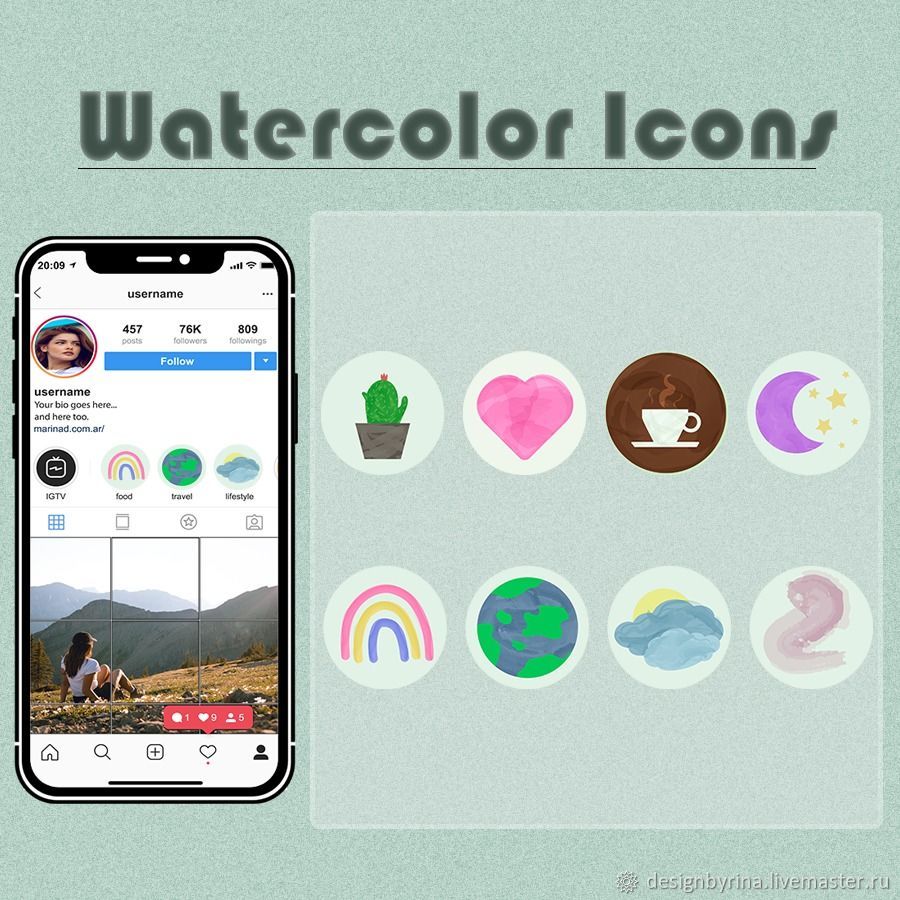 8 иконок для сторис в стиле акварель в интернет-магазине на Ярмарке  Мастеров | Шаблоны для соцсетей, Москва - доставка по России. Товар продан.