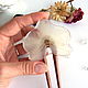 Wooden stud made of beech with a real Orchid flower White Color, Hairpin, Taganrog,  Фото №1