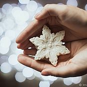 Косметика ручной работы handmade. Livemaster - original item Soap natural Christmas snowflake Salt scrub white. Handmade.