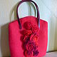 Classic bag: Felted red bag with roses, Classic Bag, Votkinsk,  Фото №1