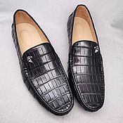 Обувь ручной работы handmade. Livemaster - original item Moccasin mens crocodile leather, black color, under the order!. Handmade.