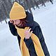 Комплект ЮТА/ЮСТАС  шапка с отворотом шарф большой желтый меринос. Комплекты головных уборов. Вязаный кэжуал  UNIC Ирина. Интернет-магазин Ярмарка Мастеров.  Фото №2