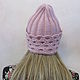 Order A cap with a lapel - honeycomb, in pearl pink color. Cozy corner (nadejdamoshkina). Livemaster. . Headwear Sets Фото №3