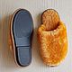 Sheepskin Slippers with a closed Cape women's orange. Slippers. Warm gift. Online shopping on My Livemaster.  Фото №2