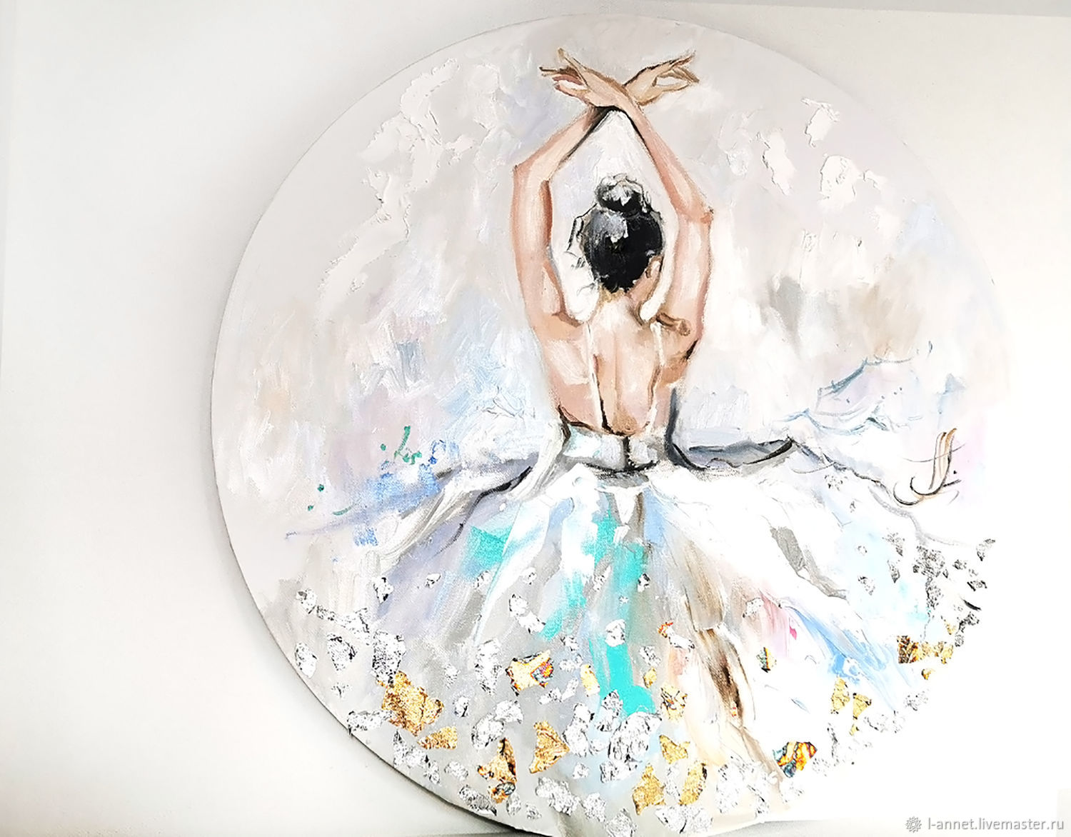Pearl turquoise-texture painting with a ballerina, Pictures, Moscow,  Фото №1