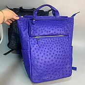 Сумки и аксессуары handmade. Livemaster - original item Backpack - bag, made of genuine ostrich leather, blue color!. Handmade.