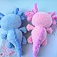 Плюшевый аксолотль. Подарок для близнецов. Амигуруми куклы и игрушки. Igrushki-ot-toshi. Интернет-магазин Ярмарка Мастеров.  Фото №2