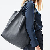 Сумки и аксессуары handmade. Livemaster - original item Blue satchel Bag medium leather bag shopper Bag t-shirt Bag hobo. Handmade.