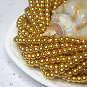 Материалы для творчества handmade. Livemaster - original item Beads 45 pcs Glass Pearls 4mm Gold. Handmade.
