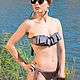 Bandeau split bikini swimsuit with fold Silver, Swimwear, Moscow,  Фото №1