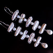 Украшения handmade. Livemaster - original item Long hook earrings with natural Baroque pearls. Handmade.