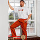 Linen terracotta trousers, Mens pants, St. Petersburg,  Фото №1