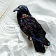 Brooch Raven black Raven brooch Swarovski brooch bird black brooch feather, Brooches, Yaroslavl,  Фото №1