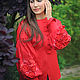 Unique red blouse with hand embroidery ' Intrigue'. Blouses. KVITKA. Online shopping on My Livemaster.  Фото №2