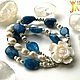 Multi-row bracelet large Baroque pearls and kyanite with stylish. Bead bracelet. Design jewelry. My Livemaster. Фото №6