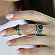Double ring with chains of silver 'Ethno' with obsidian. Rings. Sunny Silver. Online shopping on My Livemaster.  Фото №2