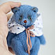 Мишка тедди голубой с голубыми глазами, миниатюра. Мишки Тедди. Teddy by Olga Prokudina. Интернет-магазин Ярмарка Мастеров.  Фото №2