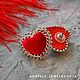 Серьги сердечки. Красные серьги. Серьги из бархата. Серьги-пусеты. Brooch-art БРОШИ СЕРЬГИ ОБОДКИ. Интернет-магазин Ярмарка Мастеров.  Фото №2