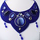 Blue large necklace with stones ' Sense of Roses'. Blue. Necklace. Beaded jewelry by Mariya Klishina. My Livemaster. Фото №5