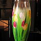Ваза стеклянная "Весенние тюльпаны". Вазы. Посуда для настроения. Интернет-магазин Ярмарка Мастеров.  Фото №2