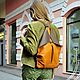 Двухсторонний рюкзак Оригами Домик, коричневый и желтый, кожаный. Рюкзаки. TwinSkin. Интернет-магазин Ярмарка Мастеров.  Фото №2