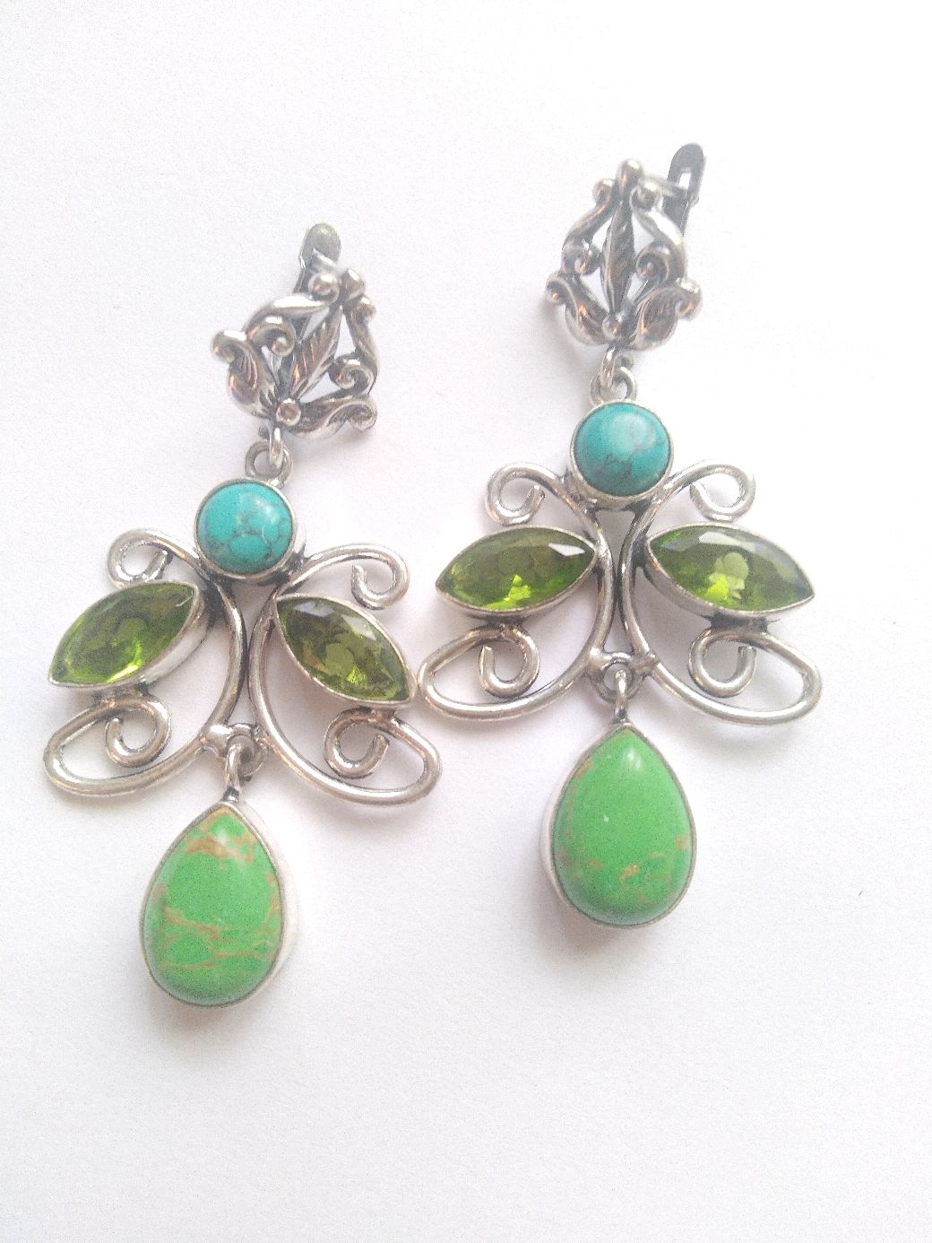 pair of earrings with turquoise and peridot, Beads1, Samara,  Фото №1
