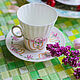 Vintage porcelain coffee tea pair LFZ USSR. Single Tea Sets. vintage-me. My Livemaster. Фото №4