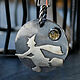 Pendant pendant silver, Halloween decorations - Witch on a Broom, Pendants, St. Petersburg,  Фото №1