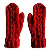 Аксессуары handmade. Livemaster - original item Burgundy lapel mittens, wool, acrylic, size 7-8. Handmade.