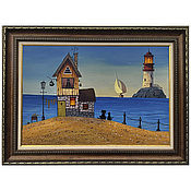 Картины и панно handmade. Livemaster - original item Lighthouse house/ 40h60 cm / oil painting on canvas. Handmade.