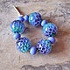 Бусина "Бутон хризантемы. Голубой/фиолетовый". Бусины. Natalia Korolyuk lampwork beads. Ярмарка Мастеров.  Фото №5