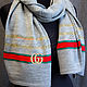 Grey Italian knitted scarf made of Gucci fabric. Scarves. Platkoffcom. My Livemaster. Фото №5